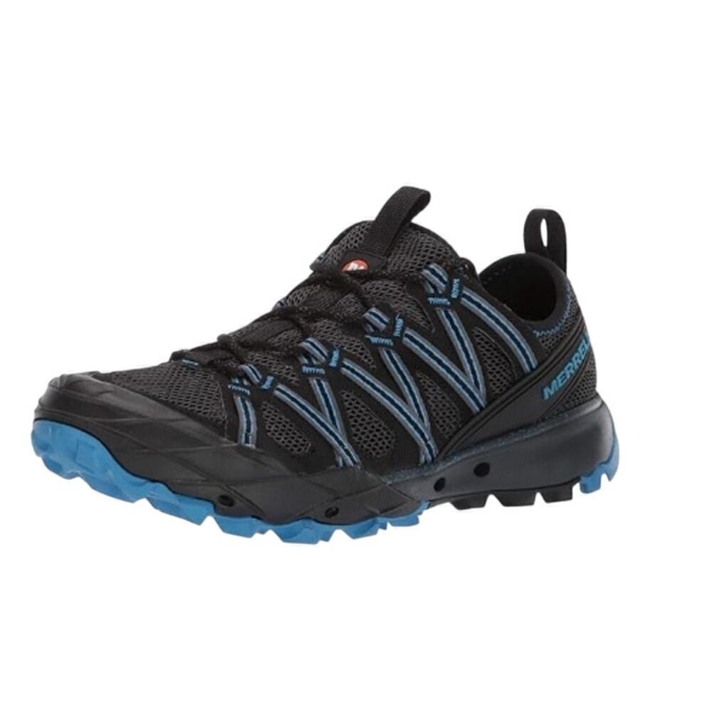 Merrell Size 8 Mens Choprock Hiking Shoes Sneakers Black Blue Outdoor